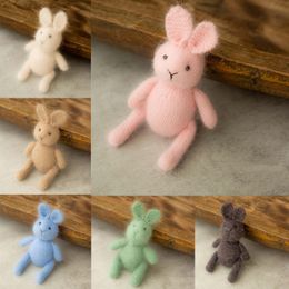 Souvenirs nés accessoires de pographie poupée de lapin tricoté Mohair dessin animé lapin jouet Fotografia accessoire Studio pousses Po 230914