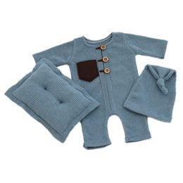 Keepsakes geboren pography rekwisieten stoffen hoed kussen babyjongen meisje romper bodysuits outfit schieten po rops kleding accessoires 230223