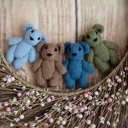 Herinneringen geboren Teddybeer Speelgoed Knit Mohair Animal Stuffer Pography Props Haak Baby Po shoot 230801