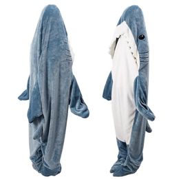 Souvenirs de dessin animé requin sac de couchage pyjama bureau sieste couverture Karakal haute qualité tissu sirène châle pour enfants adultes 231031