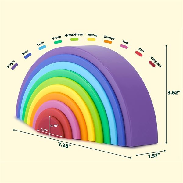 Souvenirs amusants pour enfants blocs de construction colorés jouets bloc arqué Gel de silice arc-en-ciel cercle bébé couleur Cognition équipement d'entraînement 40hy E3