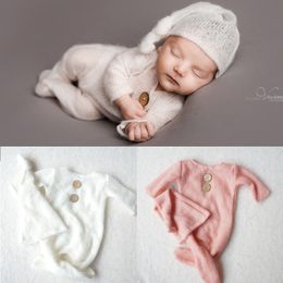 Keepsakes Haak Mohair Bebe Fotografia Babykleding Geboren Pography Props Boy Hat Jumpsuit Set Indoor Diy Po Studio Accessories 230407