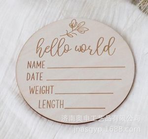 Keepsakes Hello World Wooden Baby souvenir card New photo props