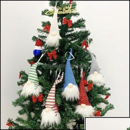 Souvenirs LED Boule Gnomes Poupée Pendentif Pour La Fête De L'arbre De Noël Père Noël Barbe Blanche Chapeau Rayé P Peluche Jouet Maison El Mark Mxhome Drop D Otoix