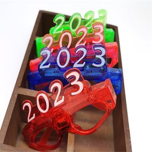 Keepsakes LED Toys LED verlichte 2023 glazen gloeiende flitsende bril Rave Glow Shutter Shades briefjes voor nieuwjaar Kinderen Volwassenen Maten 2603 E3