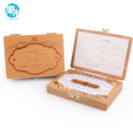Recuerdos Logwood Teeth Box organizador Caja de almacenamiento de madera 36 AÑOS bebé mantener los dientes de leche niños creativos Niños regalos de Navidad 230701