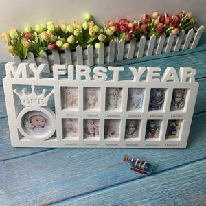 Keepsakes My First Year Baby Keepsake Frame 012 Months Pictures Po Frame Souvenirs Kids Growing Memory Gift 230504