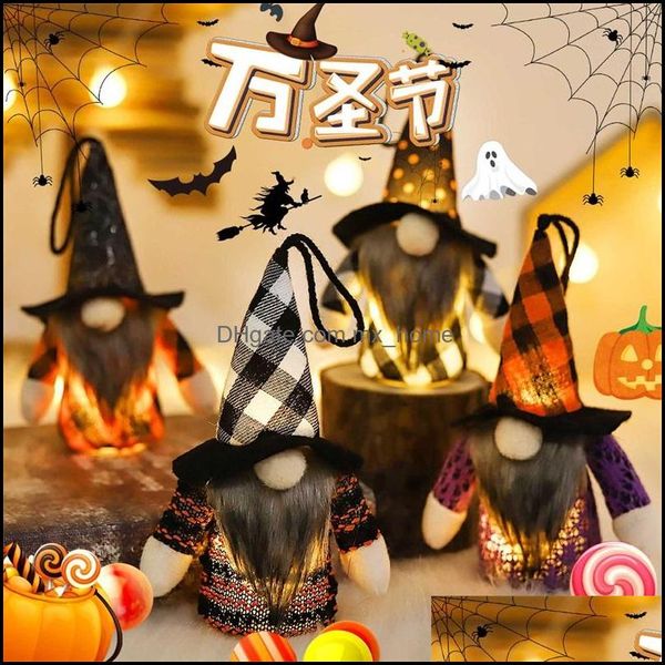 Souvenirs Fournitures de fête Halloween Lumineux Gnome Poupée Ornements F Mxhome Dhzlq