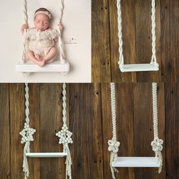 Keepsakes vintage houten prop macrame swing voor geboren pography props baby's baby's po shooting stoel pod accessoires fotografia 230316