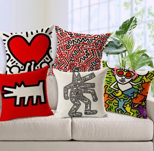 Keith Haring kussen omslag Modern Home Decor dier kussens kussenszitje Vintage Nordic Cushion Cover voor bank Decoratief kussen CO6260155