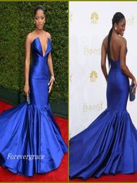 Keke Palmer Emmy Awards Red Carpet Celebrity Night Dress Royal Blue Sweep Train Long Formal Party Robe Custom Made Plus Size8546231