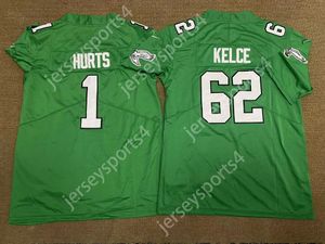 Kelly Green voetbalshirt 26 Saquon Barkley Jalen Hurts 1 Bruin 11 Devonta Smith 6 Jason Kelce 62 MAILATA 88 Throwback Legand Herenmaat S-XXXL Gestikte truien