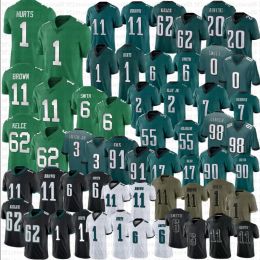 Kelly Green Jason Kelce Jalen Hurts Maillot de football AJ Brown DeVonta Smith D'Andre Swift Brian Dawkins Haason Reddick Nolan Jalen Carter Goe