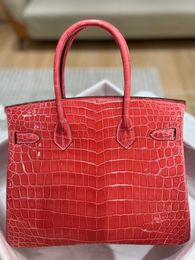 Diseñadores de bolsas de Kellyity Bolsos Birkinbag Bags Xiyuan Higsetting Series Bag 30 Nile Crocodile de cuero brillante Fábrica portátil Gran capacidad Ayw