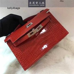 kellyity kelli sacs à la main 5a full pur alligator skin mini génération de bagages femme à main led messager rouge a birkinbag