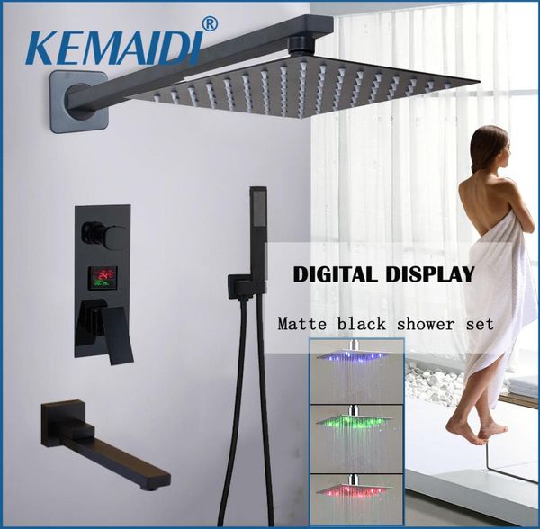 Kemaidi Matte Black LED Digital Deporter Ducha Daucet Faucet Sistema de ducha de bañera plegable LCD TAPA DIGITAL DE DIUPCIÓN 20111585577