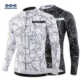 KEMALOCE Wielertrui Lange Mouwen Heren Dames Wit MTB Jersey Fietsshirt Team Fietskleding Zomer Premium Cycluskleding 240108