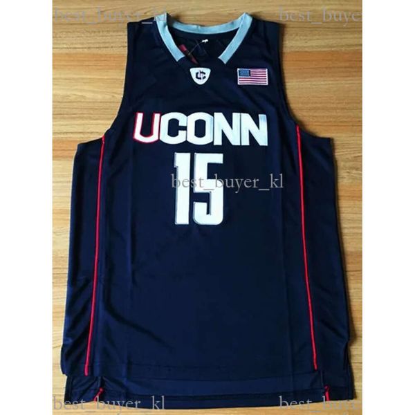 Kemba Walker Jersey #15 UConn Huskies Stitched Hot Basketball Jersey S-XXL Navy Blue White Envío gratis 999