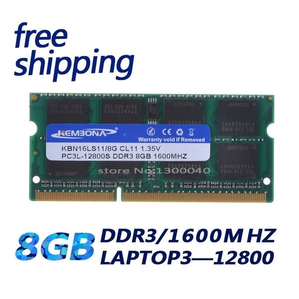 Mémoire d'ordinateur portable de l'ordinateur KEMBONA DDR3L DDR3 8 Go 1600MHz PC3-12800 1.35V KBN16LS11 / 8 NON ECC CL11 SODIMM Intel Memory Ram 231221