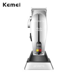 Kemei 12480 Professional Master Barber Shop Hair Clipper Inalfless Lithium Ion Ajuste de corte Máquina de corte de cuchilla 2203122140171