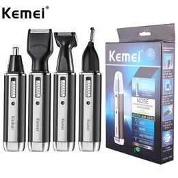 Kemei 4 en 1 tondeuse pour hommes électrique nez et oreille tondeuse Rechargeable pour cheveux barbe et oreille nettoyant ensemble de toilettage 220216