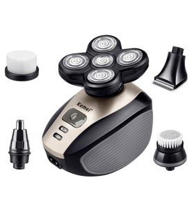 Kemei 5 in 1 Elektrisch Scheerapparaat Mannen Neus Wasbaar 4D Drijvend Mes Hoofd Scheren Baard Trimmer Neus Haar Snijder Razor2173906