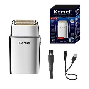 Kemei All-Metal Electric Shaver Rechargeable Beard Men Razor Floating Hair Trimmer Face Care Machine 240420
