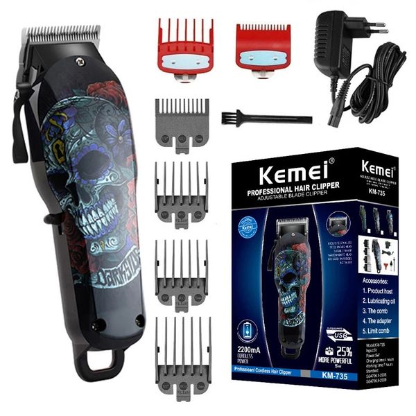 Kemei Hairless Coiper Clipper Coiffure professionnelle Men Electric Machine de coupe de cheveux puissants Machine de coupe lithium 100V-240V 240418