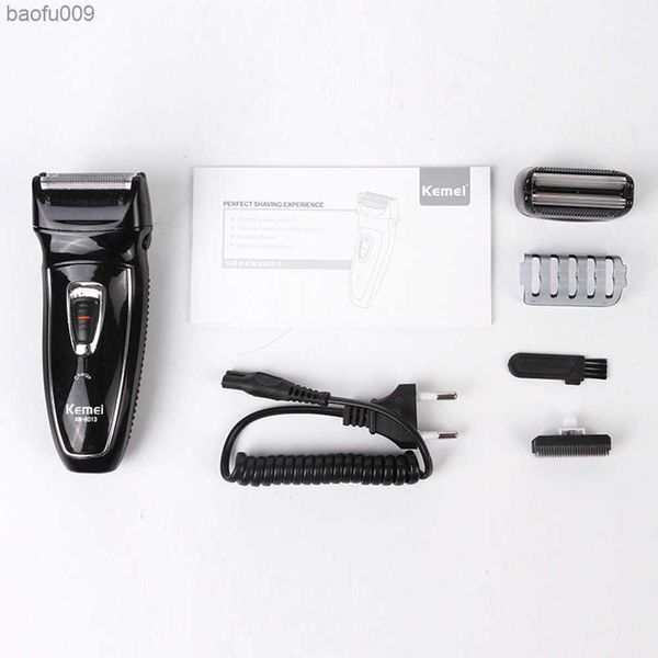 Maquinilla de afeitar eléctrica Kemei, afeitadora recargable de 2 cabezales, máquina de afeitar electrónica recíproca, recortadora de pelo rotativa, herramientas de cuidado facial L230520