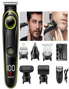 Kemei Electric Shaver Facial Body Shaving Machine Hair Clipper Trimmer voor heren baard scheermesverzekering set neus en oorafwerking P08177358118