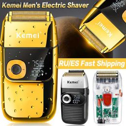 Kemei Elektrisch Scheerapparaat mannen Scheermes Originele Baard Trimmer voor Mannen Draadloze Trimmer Tondeuse USB Snel Opladen Lcd-scherm L230523