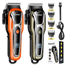 Kemei máquina de cortar cabelo aparador elétrico para homens barbeador profissional máquina de corte sem fio barbeiro aparador 231225