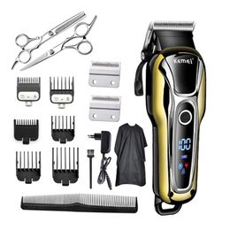 Cortadora de cabello Kemei, cortadora profesional en cortadoras de cabello para hombres, cortadora eléctrica, máquina con pantalla LCD, cortadora de peluquero 220216