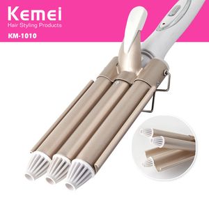 Kemei KM-1010 fer à friser électrique Triple baril cheveux Waver outils de coiffure bigoudis professionnels
