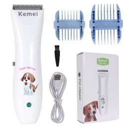 Kemei KM-1051 Dog Hair Clipper Pet Hair Trimmer Puppy verzorging Elektrische scheerapparaat Kataccessoires Keramische mes USB Opladen Beroepsbenodigdheden Tool