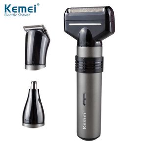 Afeitadora eléctrica Kemei KM-1210 3 en 1, maquinilla de afeitar recíproca multifuncional, dispositivo recortador de nariz para peluquero, máquina de afeitar facial para hombres P0817