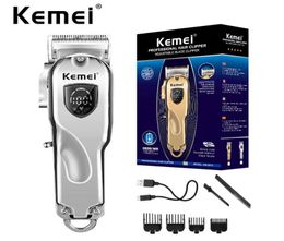 KeMei KM-2010 Professionele Draadloze Tondeuse Kapper Clipper 4 Hendel Mesaanpassing LCD Display Baard 1 Stuks8997176