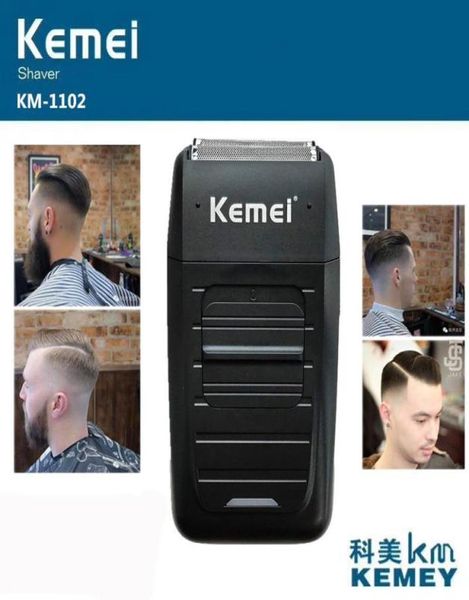 Kemei KM1102 rasoir sans fil Rechargeable pour hommes double lame alternative barbe rasoir soins du visage multifonction forte tondeuse 5165469
