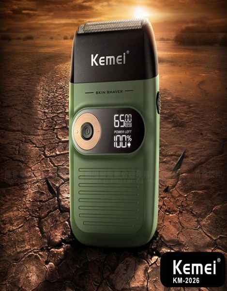 Kemei KM2026 KM2027 Afeitadora eléctrica para hombres, cuchilla doble, resistente al agua, afeitadora inalámbrica recíproca, máquina de afeitar recargable por USB 8168131