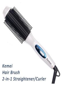 Kemei Km8110 professionnel rapide brosse à chaleur défriser les cheveux fer plat électrique en céramique peigne à cheveux lisseur lisseur bigoudi5291874