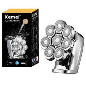 Kemei Pro 8 Head Wet Dry Electric Shaver for Men Washable Beard Razor Bald Raser Machine RECHARGable 240420