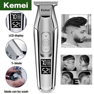 Kemei Professionele Elektrische Haar Clippers Trimmer Voor Mannen LCD-scherm Haarsnijmachine Clipper Shaver baard trimmers 220121