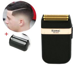 Kemei Shaver Men039s Barbe Trimmer humide et sèche Double lame alternative aux cheveux rasons électriques Clipper noir USB Charges 5 DouqB8012731