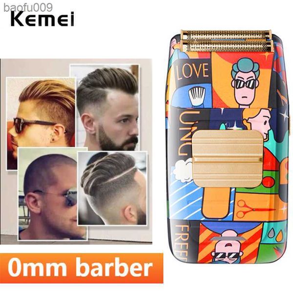 Kemei titane Double feuille rasoir professionnel barbier outil de finition alternatif électrique hommes rasoir motif Graffiti aléatoire