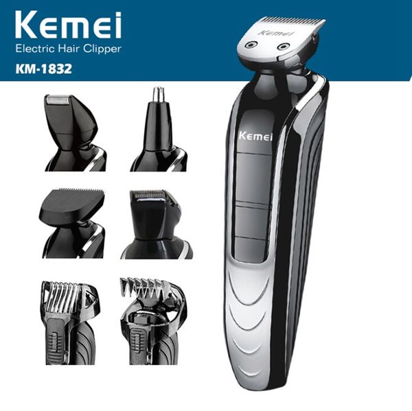 Kemei Tondeuse électrique étanche KM-1832 5-IN-1 Tondeuse à cheveux électrique Tondeuse à cheveux rechargeable Rasoir Rasoir Tondeuse réglable sans fil