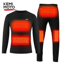 KEMIMOTO hiver sous-vêtements chauffants costume homme électrique USB alimenté chauffage thermique Moto hommes T-Shirts pantalons pour ski Moto 240103