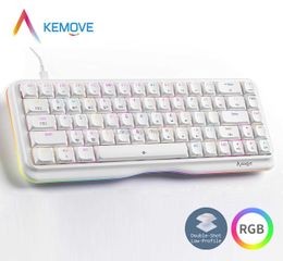 KEMOVE K68SE Bedraad 60% Gaming Mechanisch Toetsenbord RGB Backlit/Lighting Strip Blauwe Schakelaar DSA Profiel PBT Keycaps Voor Windows/Mac HKD230808