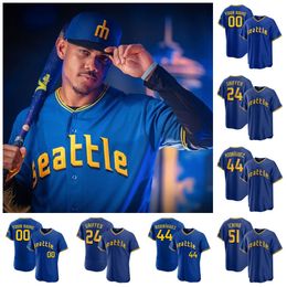 Ken Griffey Jr 44 Julio Rodriguez Maillots de baseball personnalisés JP Crawford Edgar Martinez Suzuki Ichiro Jarred Kelenic Kolten Wong Matt Brash Kyle Lewis 2023 City Connect