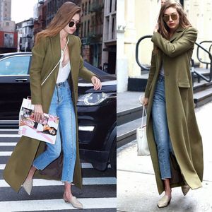 Kendal Jenner Gigi Lange jurken erwten jas topjas wollen jas groen overjas wollen kraag windjager blazer trench jas knop v-hals dames kim