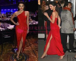 Kendall Jenner Robes de célébrités élégantes 2019 Sheat One épaule Longueur de la cheville Robes de soirée Robes du côté coupés coutumes PR4790454